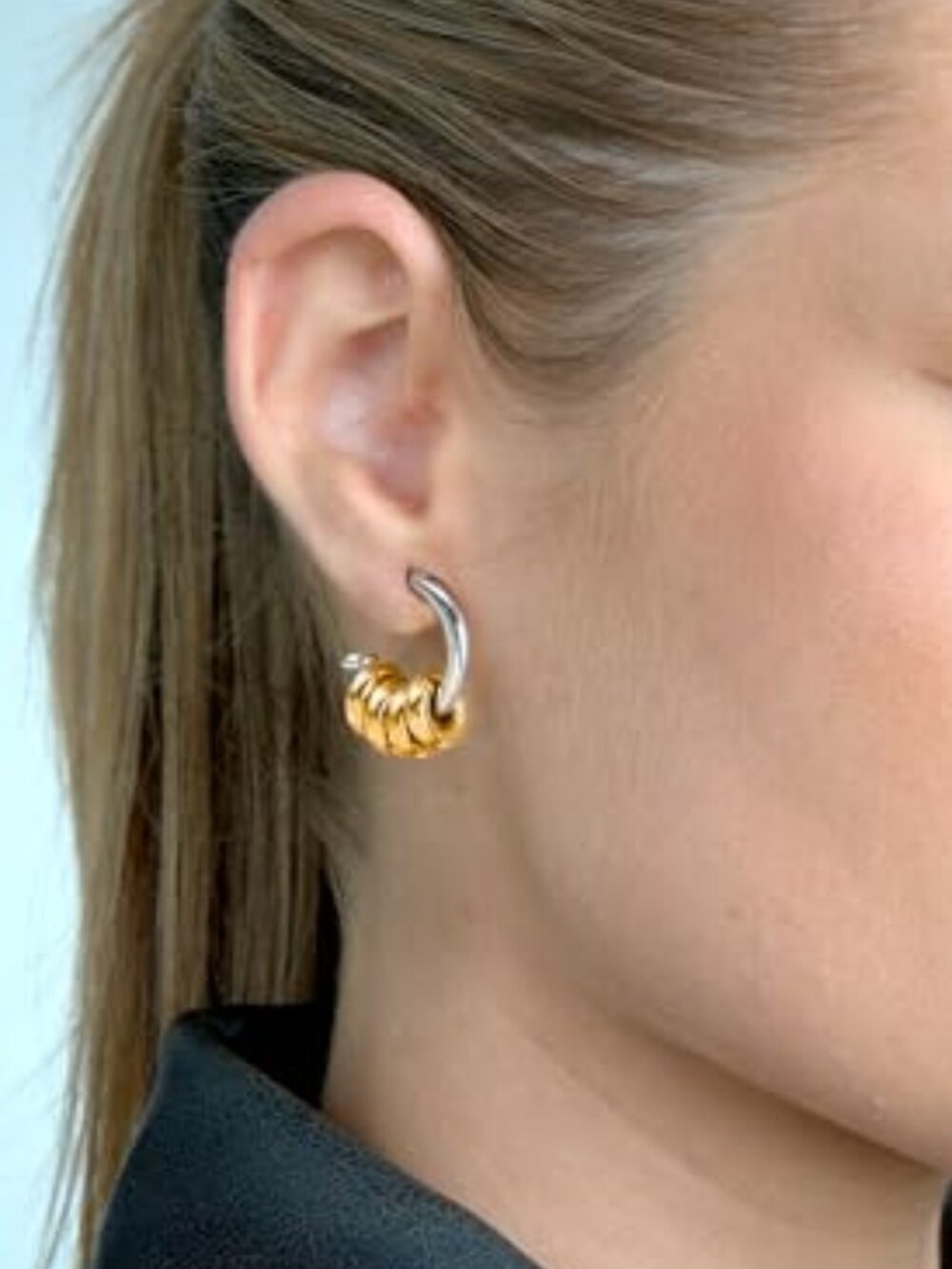 New - 18K Gold Plated Hoop Earrings Stainless Steel Hypoallergenic Earrings Gold